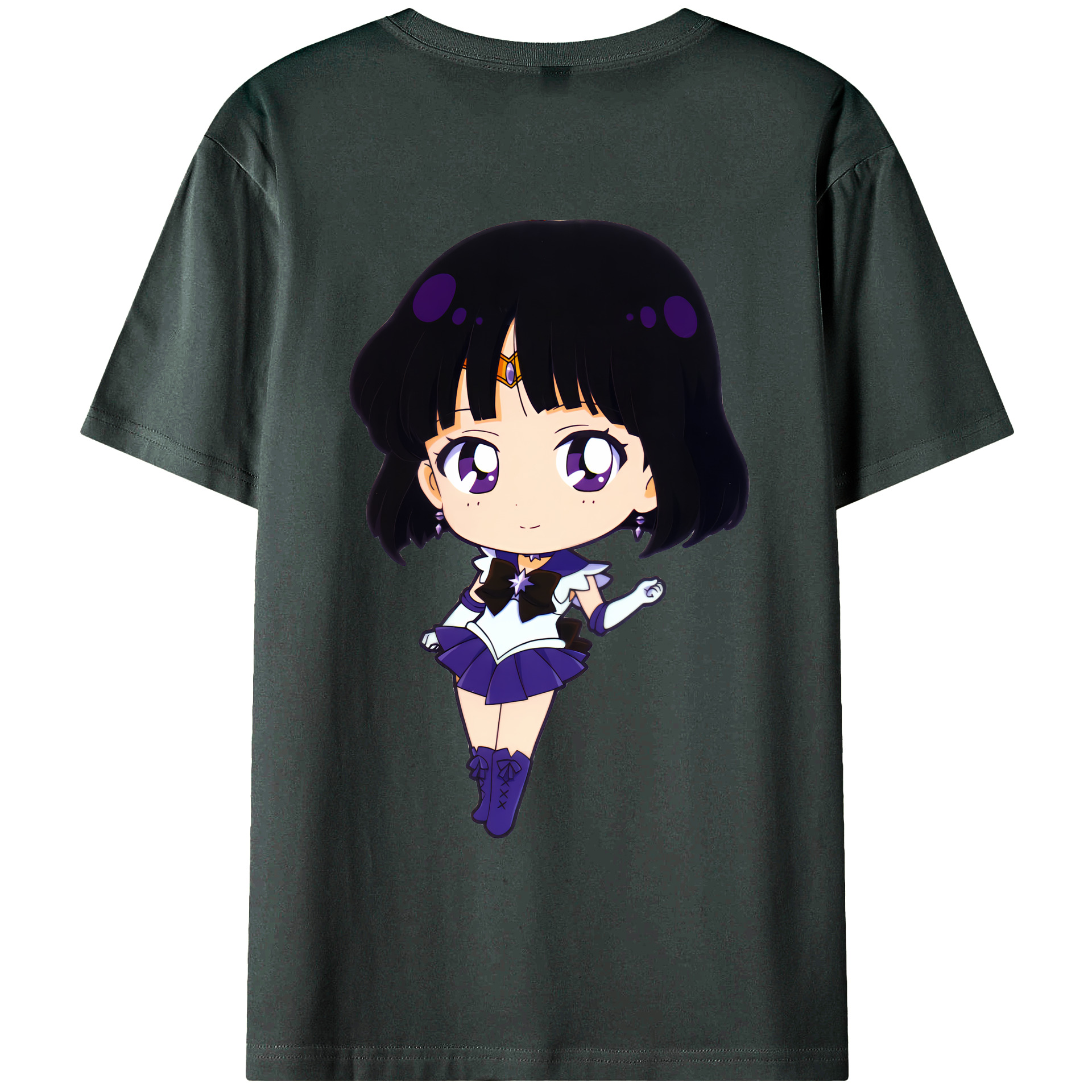 （画像用） 美少女戦士セーラームーン 土萠ほたる Sailor Moon Tomoe Hotaru （セーラーサターン；Sailor Saturn） 綿100％ メンズ半袖Tシャツ（バックプリント） 通気性